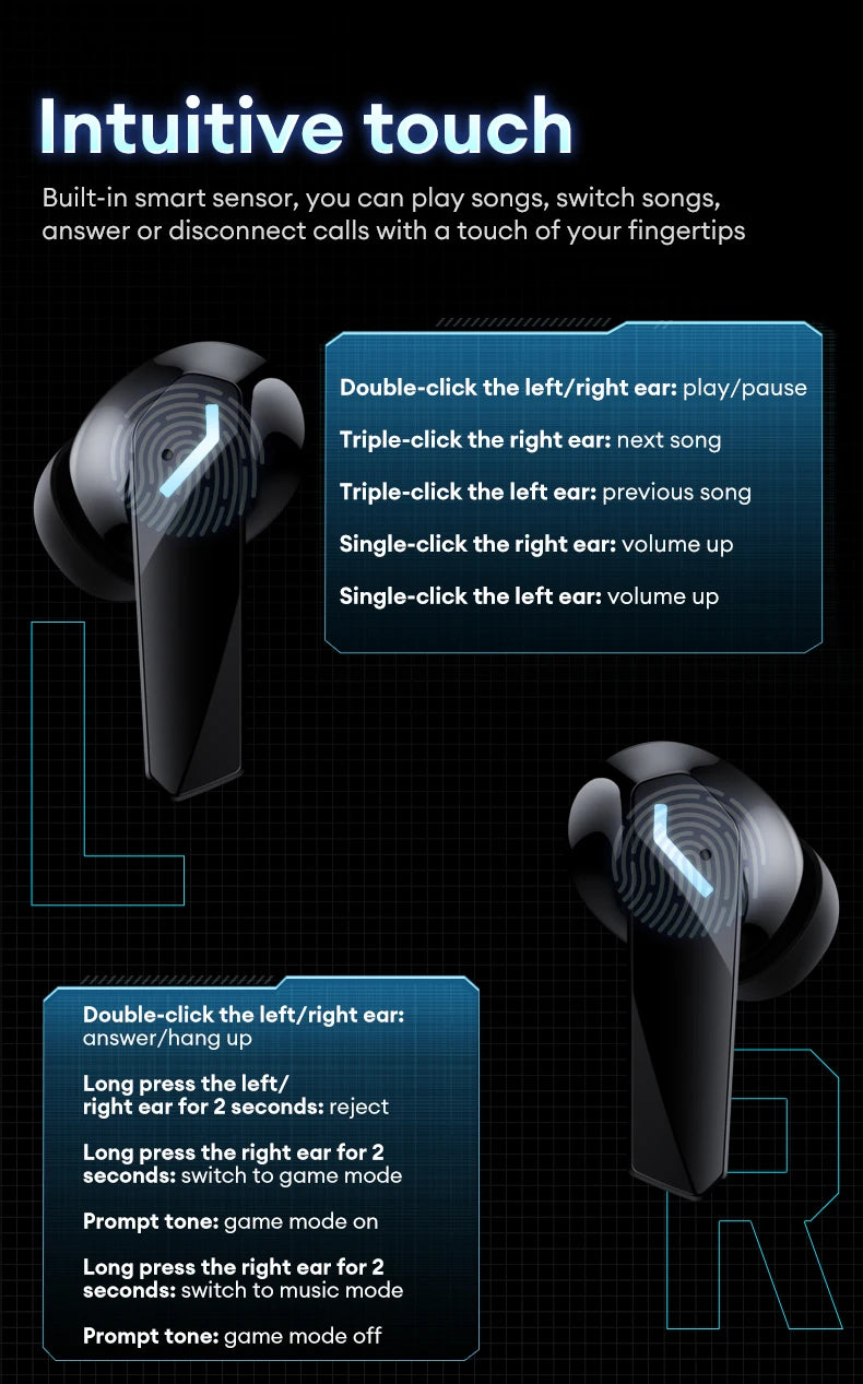 Lenovo XT53 TWS Bluetooth 5.4 Earphones HIFI Surround Sports Gaming Headset LED Power Display With In-Ear Design Headphones New