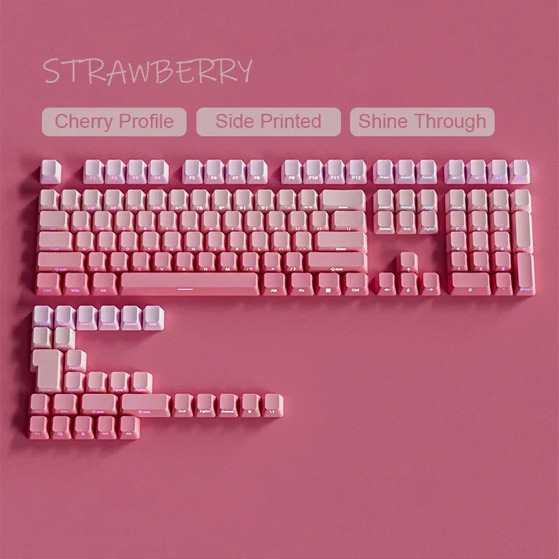 2025 New Original Daylight Cherry Keycaps PBT Translucent Gradient Color Side Engraving Personalized for MX Mechanical Keyboards