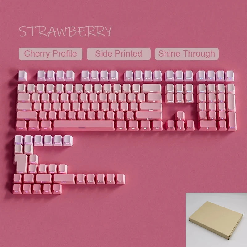 2025 New Original Daylight Cherry Keycaps PBT Translucent Gradient Color Side Engraving Personalized for MX Mechanical Keyboards