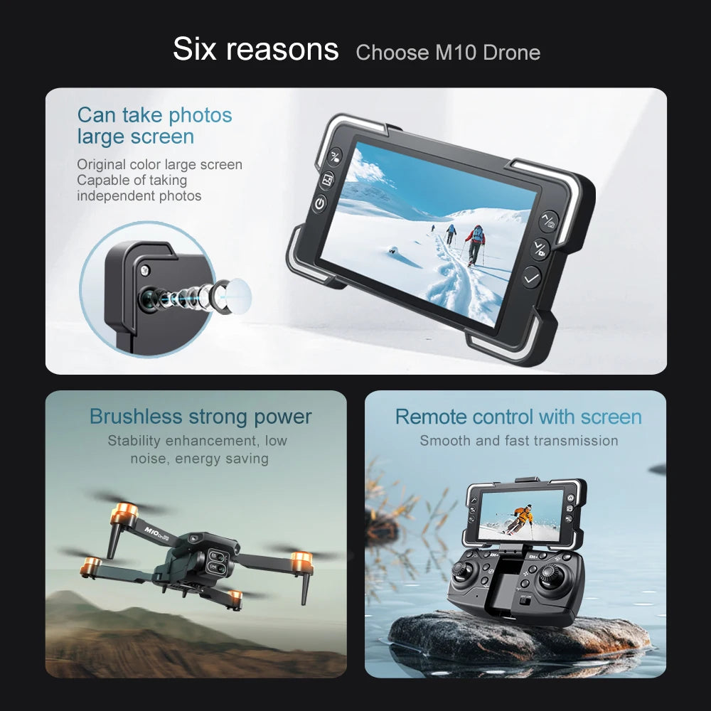 For Xiaomi Drone M10 4K Professional 5G HD Dual Camera With Screen FPV Photography Brushless Foldable Quadcopter RC Drones Toys