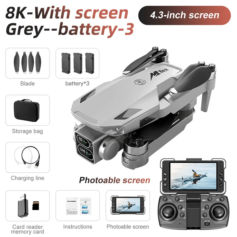 For Xiaomi Drone M10 4K Professional 5G HD Dual Camera With Screen FPV Photography Brushless Foldable Quadcopter RC Drones Toys