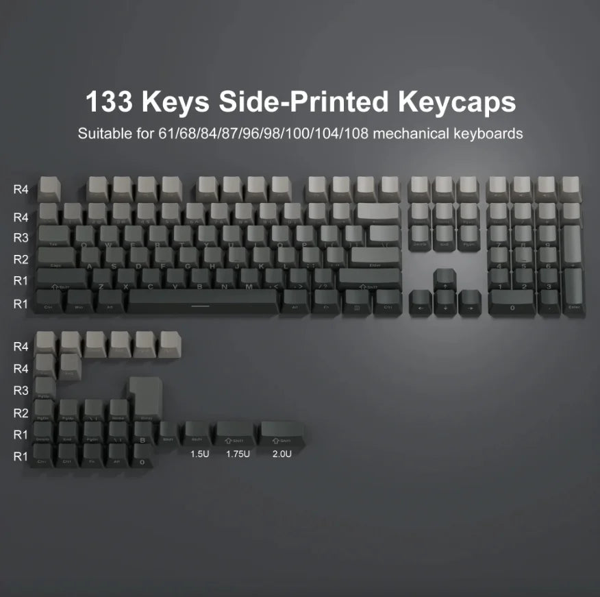 2025 New Original Daylight Cherry Keycaps PBT Translucent Gradient Color Side Engraving Personalized for MX Mechanical Keyboards