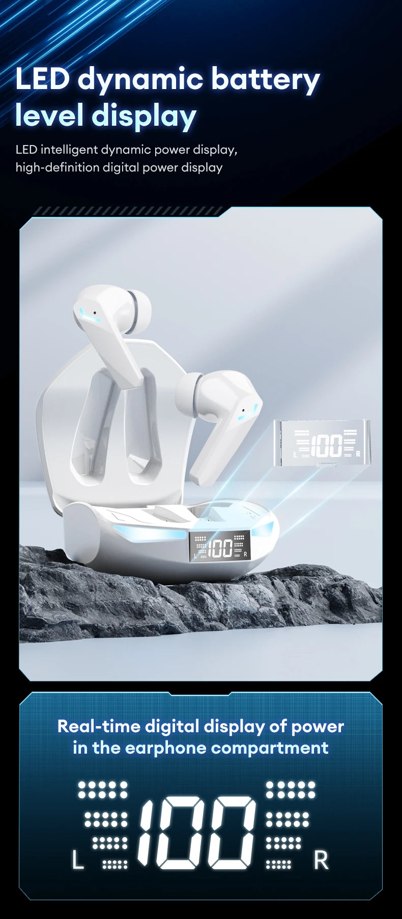 Lenovo XT53 TWS Bluetooth 5.4 Earphones HIFI Surround Sports Gaming Headset LED Power Display With In-Ear Design Headphones New
