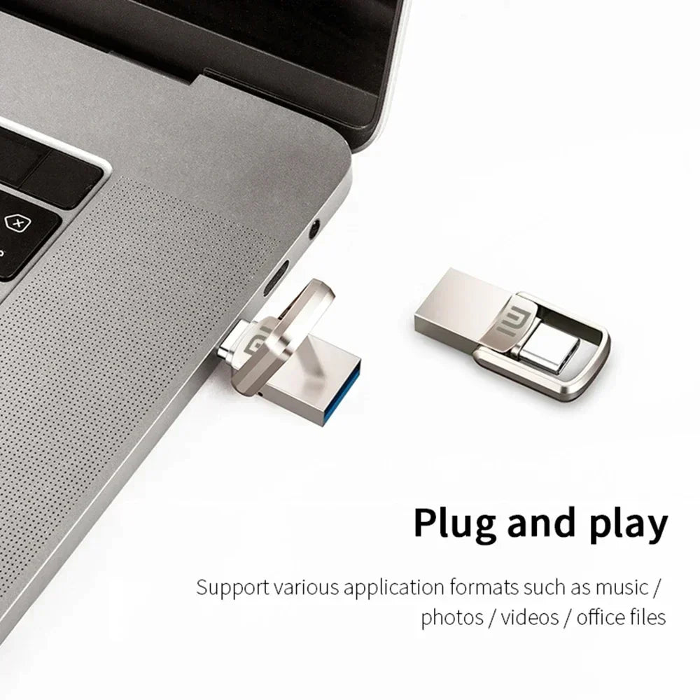 Xiaomi 2TB USB 3.2 Type-C Interface U Disk Metal Pendrive Mobile Phone Computer Mutual Transmission Flash Drive 1TB USB Memory