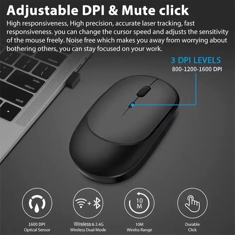 XIAOMI Silent Bluetooth Mouse Ultra Thin Dual Mode Vertical Ergonomic Relieves Wrist Pain Rechargeable 1600DPI Office Essential