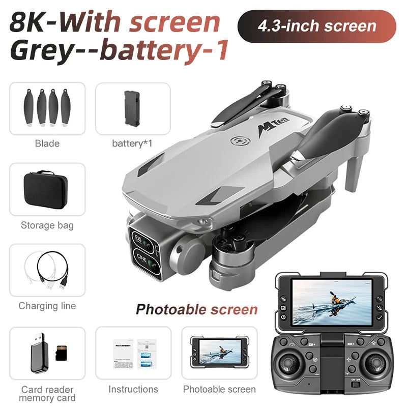 For Xiaomi Drone M10 4K Professional 5G HD Dual Camera With Screen FPV Photography Brushless Foldable Quadcopter RC Drones Toys